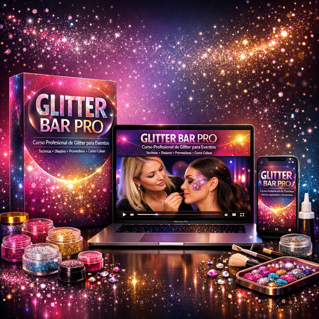 Súper Pack Glitter Bar: Diseños Paso a Paso + Aprende a diseñar tu Stand  + 5 Regalos 🎁